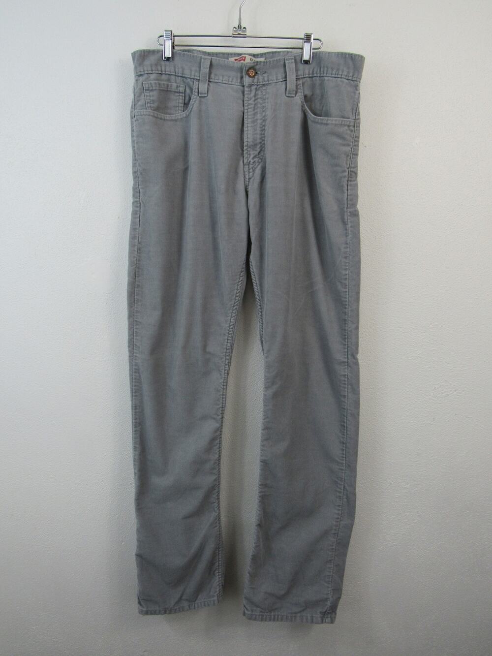 Levi's 514 Jeans Slim Straight W34 L34 Light Gray Corduroy Pants Men's Casual